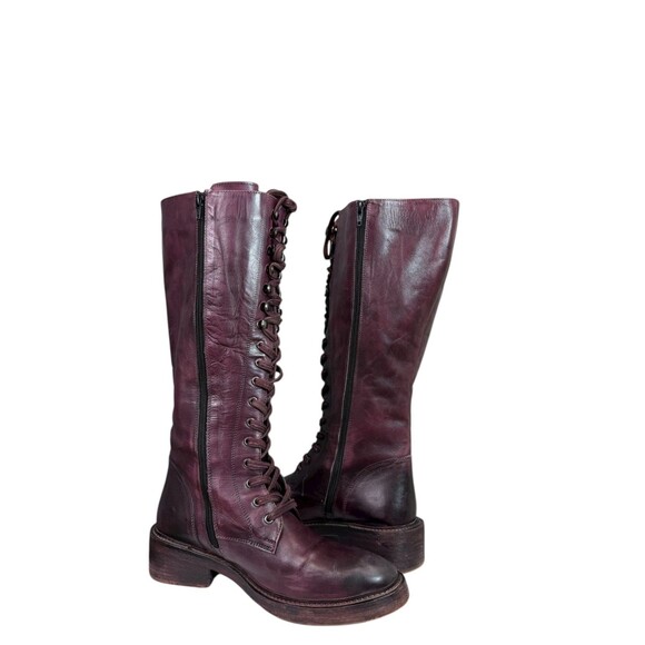 Vintage Foundry Co. Sadelle Burgundy Leather Tall Boots $250 Size EU 41, US 10 - Picture 2 of 9